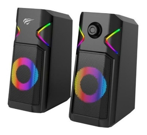 Parlante Pc Havit Stereo 2.0 Negro C/ Luz Rgb Hv-sk201