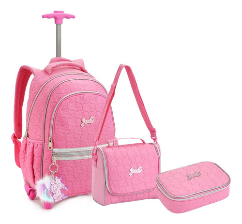 Kit Rodinha Escolar Passeio Menina Pompom Chaveiro