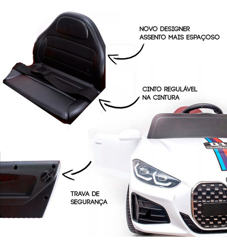 Bmw S4 Motorizada Infantil Carro Elétrico C/controle Luz Som Voltagem Do Carregador 110v/220v Cor Branco