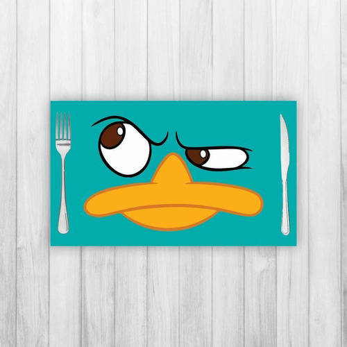 Jogo Americano 4 Un Retangular Neoprene Perry O Ornitorrinco