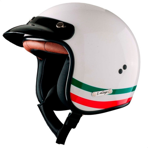 Casco Moto Abierto Vertigo Vintage Italia Retro Blanco Um