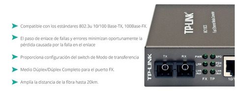 Tp Link Media Converter Mc110cs 10/100 Fibra Optica +20km