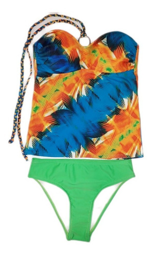 Traje De Baño De Dama Tankini Strapless, Top Y Panti