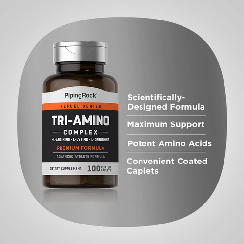 Suplemento Piping Rock Tri Amino L-arginina L-ornitina L-ly