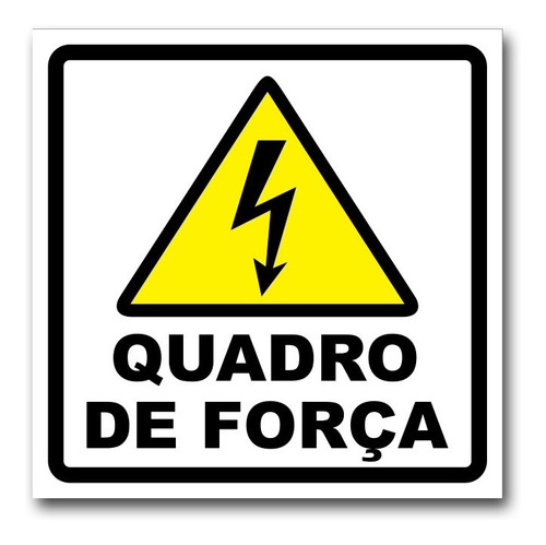 Placa De Aviso Sinalização Energia Quadro De Força 20x20cm