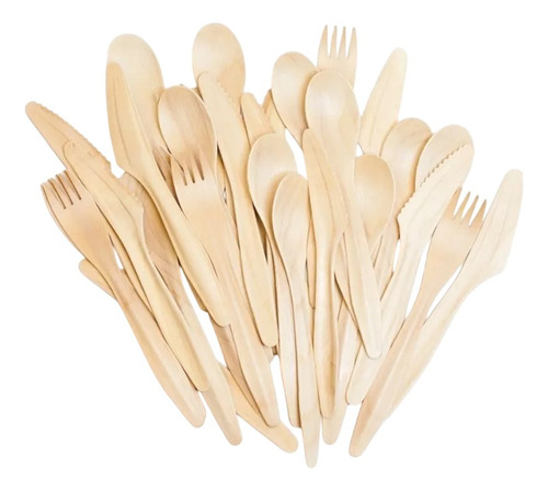 96 X Cubiertos, Servicio De Madera Desechable Ecológico