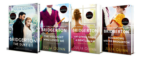 Bridgerton 1-4, de Julia Quinn. Editorial AVON BOOKS, tapa blanda en inglés, 2021