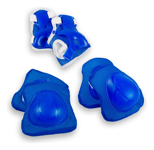 Kit De Proteção Joelheira Infantil Azul 6 Peças Cotoveleira