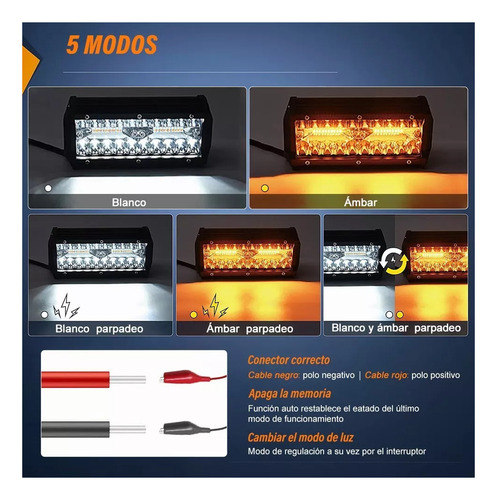 Par Faros 7 Auxiliares 6500k Blanco/ámbar Parpadeo 5 Modos
