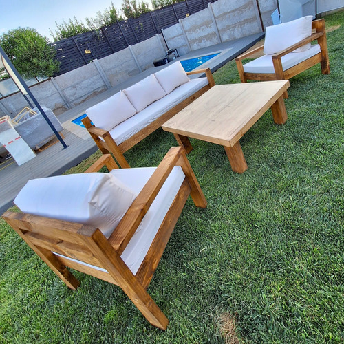 Terraza Rústica Premium Juego De 3 Sillones Color A Elección