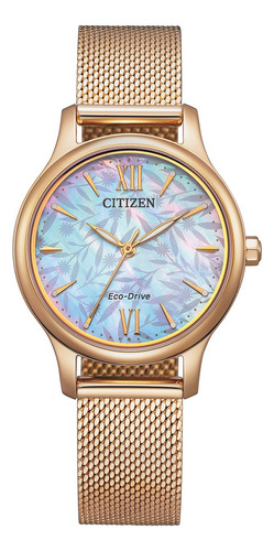 Reloj Citizen Em089280d Para Mujer Triple Manecilla Acero Color De La Malla Dorado Color Del Bisel Dorado Color Del Fondo Madreperla Blanco