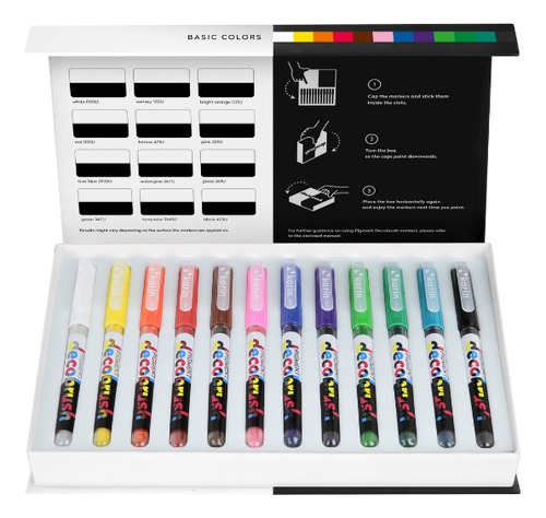 Karin Markers Pigment Decobrush Basic Colors  12 Colors