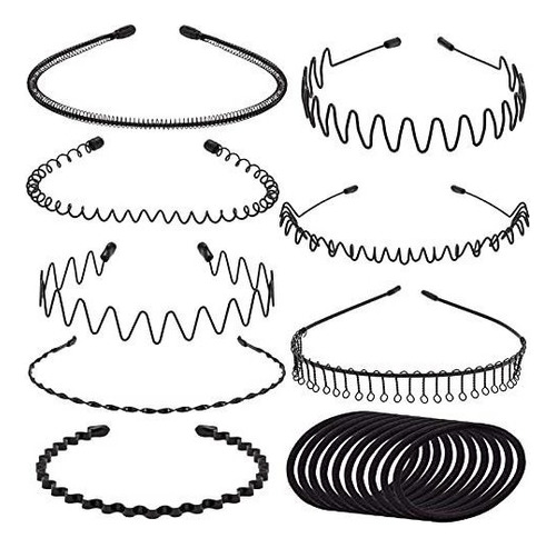 Diademas - 8-piece Metal Headbands, Hair Hoop, Unisex Wavy 