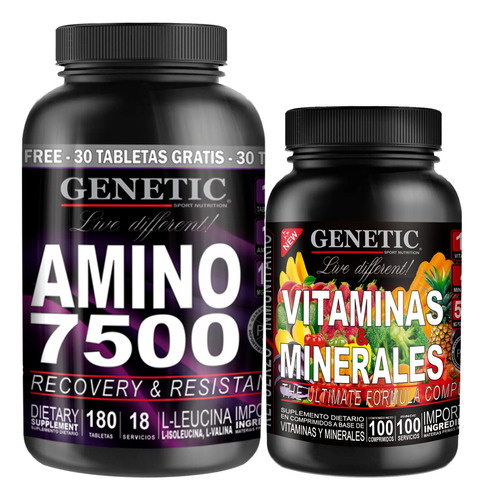 Energia Recuperacion Aminos 7500 Vitaminas Minerales Genetic