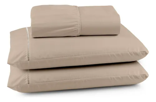 comprar Lençol Casal Padrão Cu002F Elástico 400 Fios 3pçs Cáqui Macio