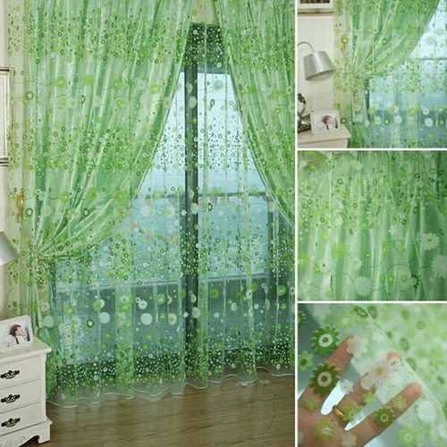 Para Cortina Transparente Con Hojas De Tul Para Ventanas,