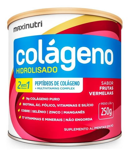 Colageno Hidrolisado 2em1 Frutas Vermelhas 250g Maxinutri