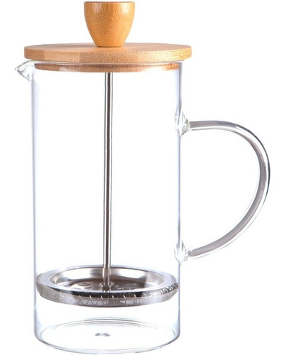 Cafeteira Prensa Francesa French Press Bambu E Vidro 600 Ml 