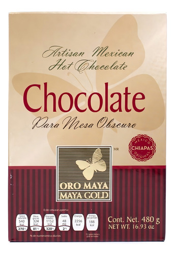 Chocolate Artesanal Gourmet Oro Maya 480g. Para Mesa Obscuro