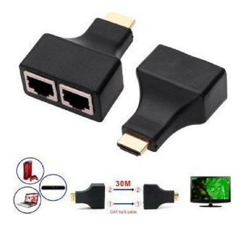 Alargue Adaptador Hdmi Extensor 30 Mts Utp Rj45 Full Hd 3d 