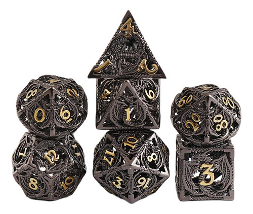 Xt Juego De Dados Metálicos Huecos De 7 Piezas Con Estuche