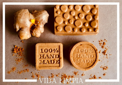 Jabón De Jengibre Y Cúrcuma Artesanal Con Colágeno