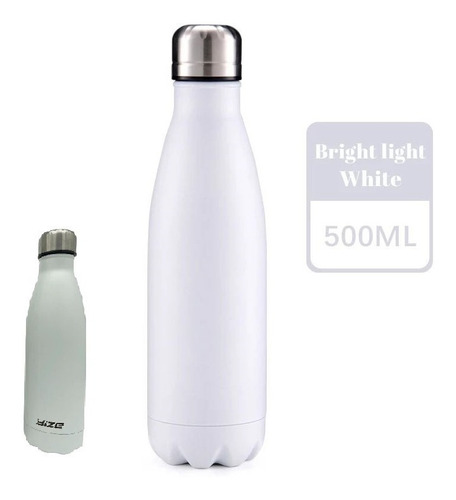 Botella térmica de acero inoxidable 304 de 500 ml/agua fría, color blanco