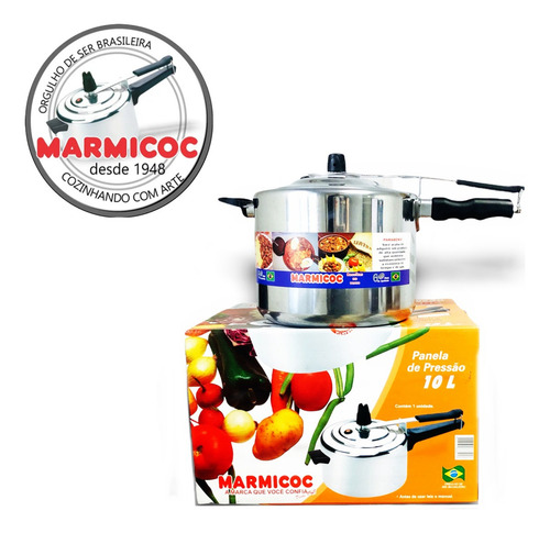 Panela Marmicoc De Pressão 10 Litros Cor Alumínio