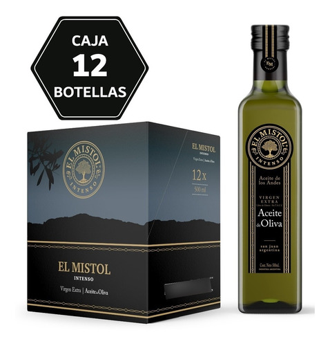 Imagen 1 de 6 de Aceite De Oliva El Mistol Premium X 500ml (caja 12 Botellas)