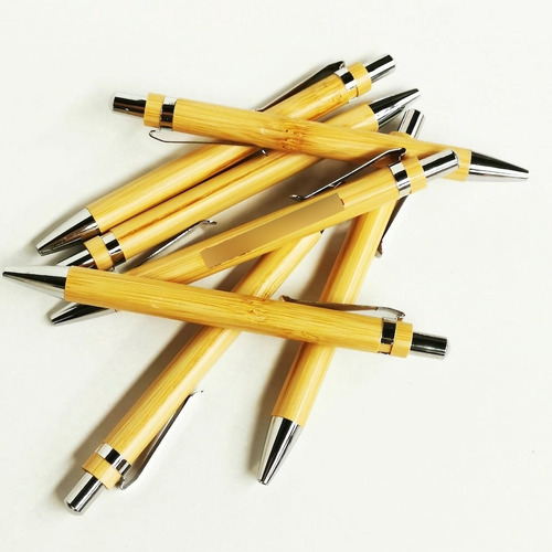 Paquete 10 Bolígrafos De Bambú Personalizados
