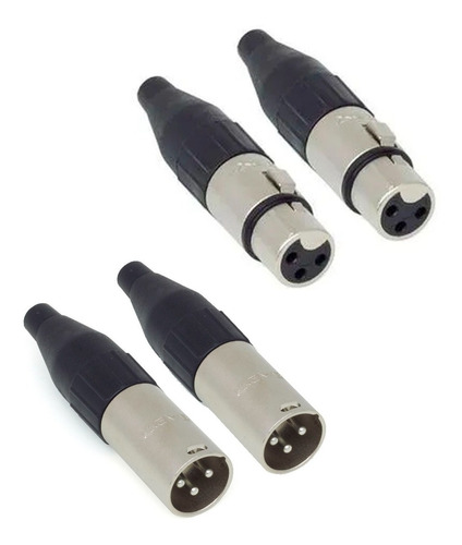 4 Plug Xlr Canon (2 Femea + 2 Macho) Santo Angelo Sa2x