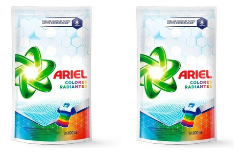 Jabon Liquido Para Ropa Ariel Color Radiante 800ml Pack X2