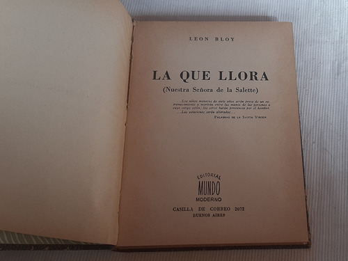 La Que Llora Leon Bloy Mundo Moderno 1947