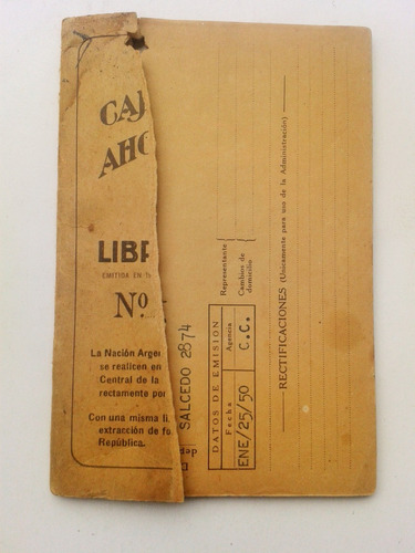 Libreta Original Caja Nacional De Ahorro Postal Eva Peron &