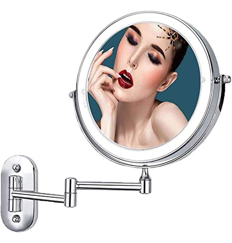 Espejo De Maquillaje Con Luces Led, Doble Cara 5x