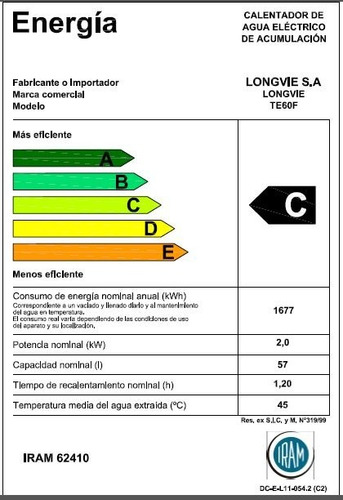 Imagen 6 de 6 de Termotanque Eléctrico Longvie Te60f