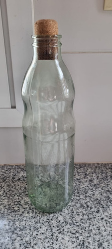 Botella Antigua De Leche De Vidrio Con Tapa De Chorcho
