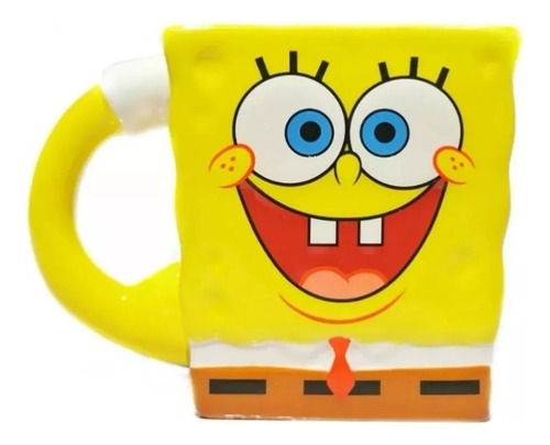 Tarro Taza Bob Esponja 3d Caricatura Cerámica 384 Ml 