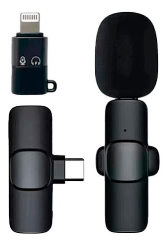 Micrófono inalámbrico de solapa antirruido para cualquier entorno, color negro