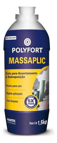 Cola Azulejo Pastilha Massaplic Polyfort 1,5kg Pulvitec  Fa0