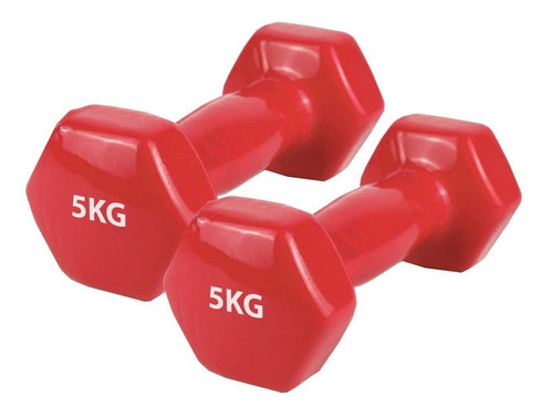 Set 2 Mancuernas De Goma 5kg Pesa Ejercicio Rojo Oferta