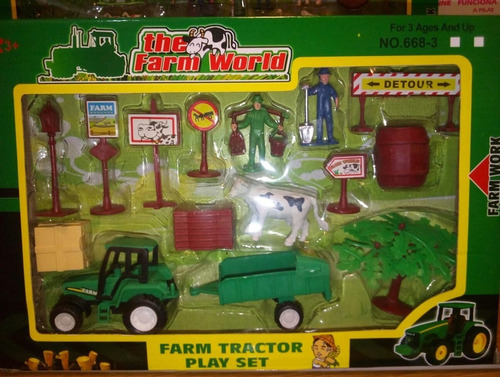 Set Granja Vaca Tractor Campo  Farm Play Set  31 Cm Rosario