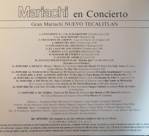 Mariachi En Concierto 17 Exitos Cd Original Nuevo Cerrado