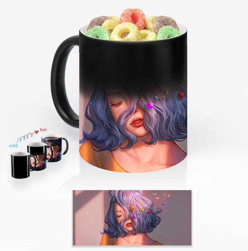 Taza Magica Chica Cosmos Estrellas Digital Art Personalizada