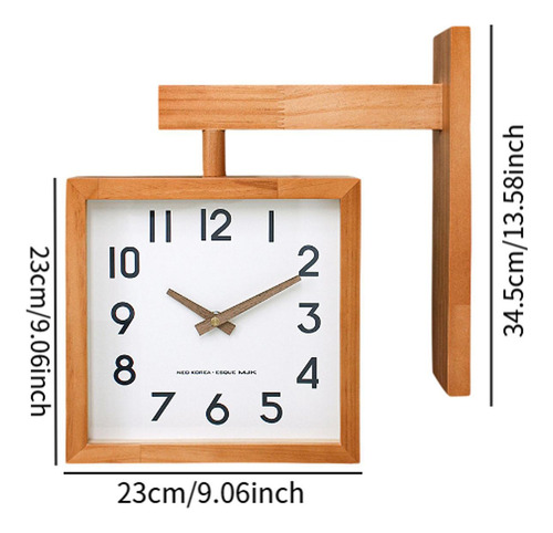 Reloj Colgante De Doble Cara, Reloj De Color Madera Oscura
