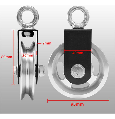 Polea Simple Bloque Acero Inoxidable De Altas 95mm
