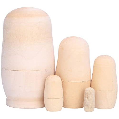 Mornajina 5pcs Madera Hecha A Mano Muñecas De Nido Ruso, Muñ