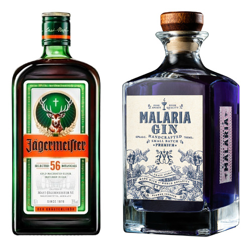 Jägermeister Licor + Gin Bombay Sapphire + Malaria Original