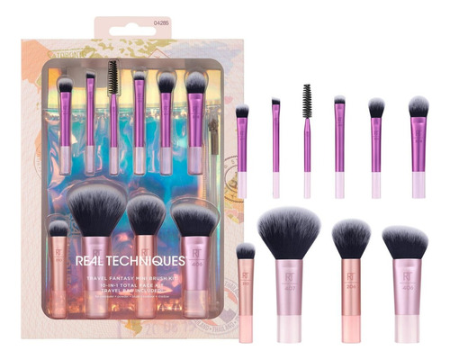 Set De Brochas De Maquillaje 10pcs Rosa