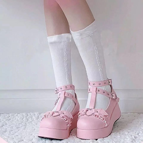 Zapatos Lolita Bowknot Dark Goth Punk Plataforma Loli